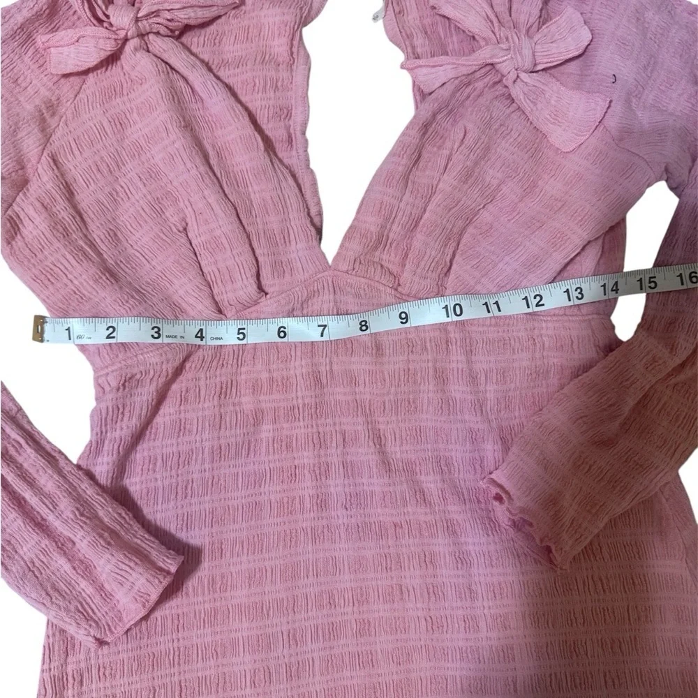 Free People Pink Long Sleeve Dress
